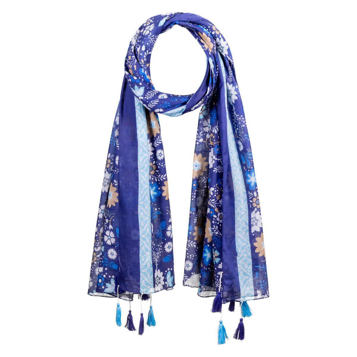 Accessoires textile Femme Echarpes / Etoles / Foulards Allée Du Foulard Foulard fantaisie Peace Bleu