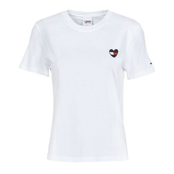 Vêtements Femme T-shirts manches courtes Tommy Jeans TJW REGULAR HOMESPUN HEART TEE Blanc