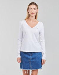 Vêtements Femme T-shirts manches longues Tommy Hilfiger REGULAR CLASSIC V-NK TOP LS Blanc
