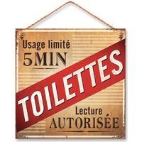 Maison & Déco Tableaux / toiles Sud Trading Plaque métal à suspendre Toilettes Usage Limité 20 cm Beige