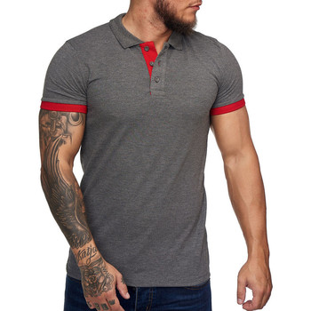 Vêtements Homme T-shirts & Polos Monsieurmode Polo tendance pour homme Polo 1402 gris foncé Gris