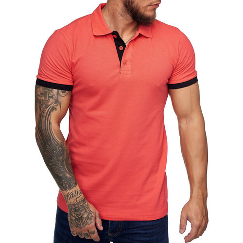 Monsieurmode Polo tendance homme Polo 1402 rose saumon Rose - Vêtements  T-shirts & Polos Homme 12,90 €