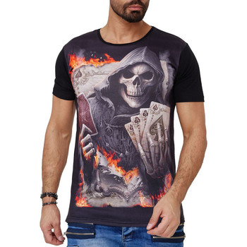 Vêtements Homme T-shirts & Polos Monsieurmode T-shirt fashion tête de mort T-shirt 1592 noir Noir