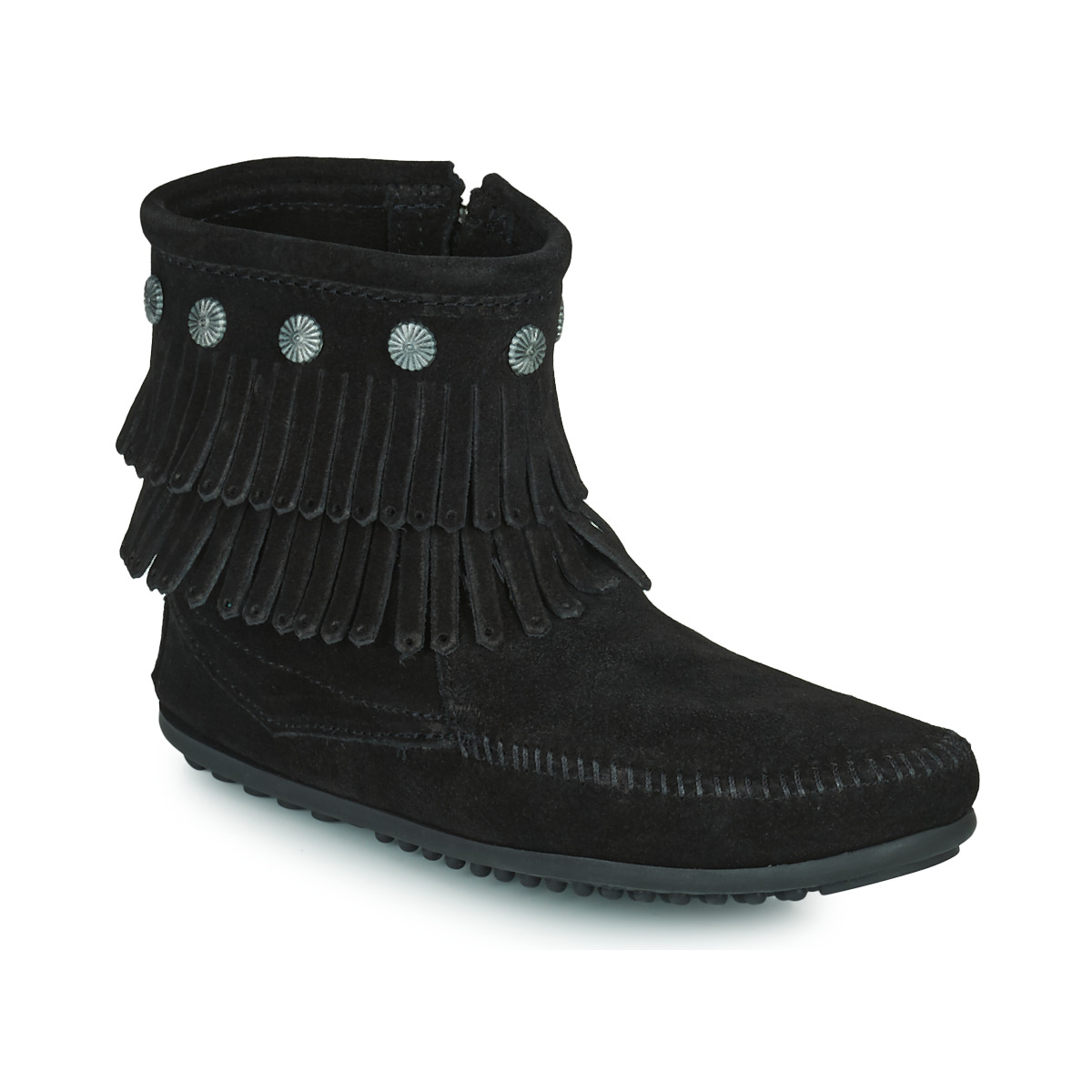 Chaussures Femme Boots Minnetonka DOUBLE FRINGE All ZIP BOOT Noir
