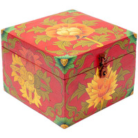Maison & Déco Malles, coffres de rangements Phoenix Import Coffret Tibétain fleur peint à la main Rouge