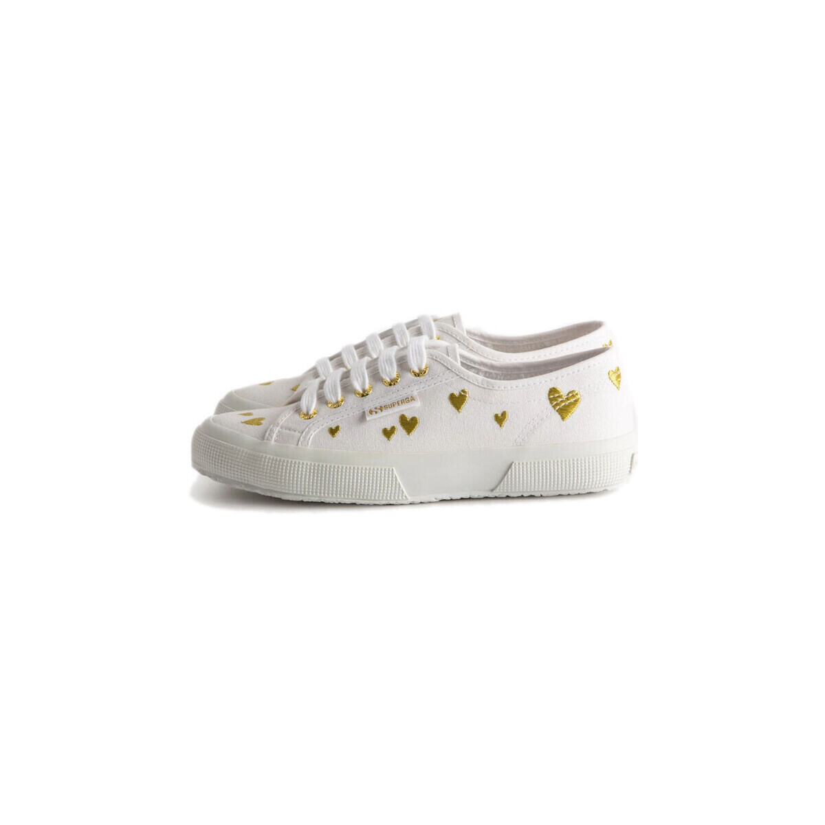 Chaussures Femme Baskets basses Superga 2750 HEARTS EMBROIDERY Blanc
