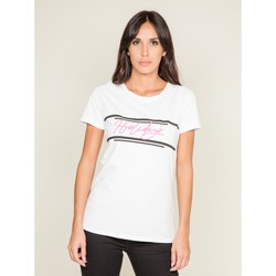 Vêtements Femme T-shirts manches courtes Dona X Lisa T-shirt col rond message FOLIDAY Blanc