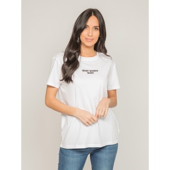 Vêtements Femme T-shirts manches courtes Dona X Lisa T-shirt col rond message FOMEREY Blanc
