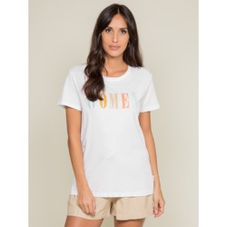 Vêtements Femme T-shirts manches courtes Dona X Lisa T-shirt col rond message FRECHOU Blanc