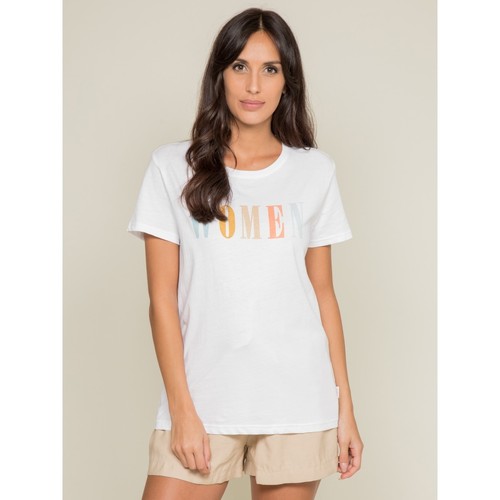 Vêtements T-shirts & Polos Dona X Lisa T-shirt col rond message FRECHOU Blanc