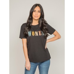 Vêtements Femme T-shirts manches courtes Dona X Lisa T-shirt col rond message FRECHOU Noir