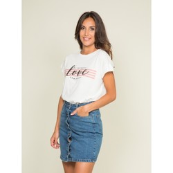 Vêtements Femme T-shirts manches courtes Dona X Lisa T-shirt col rond message FODY Blanc