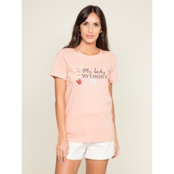 Vêtements Femme T-shirts manches courtes Dona X Lisa T-shirt col rond message FLETY Rose