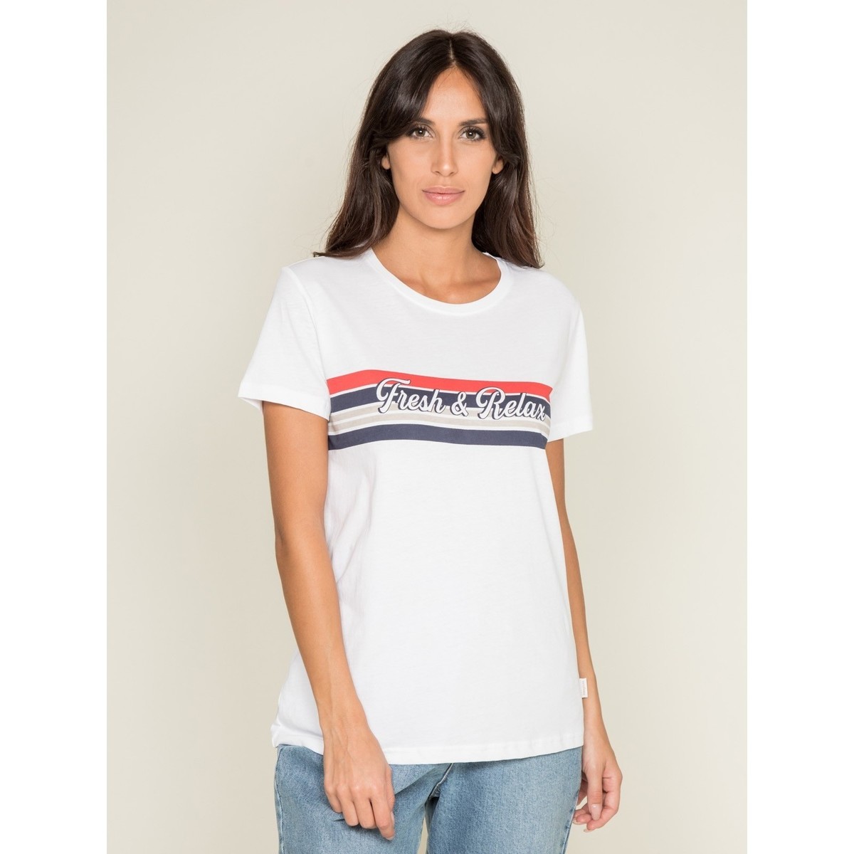 Vêtements T-shirts & Polos Dona X Lisa T-shirt col rond message FRAMONT Blanc