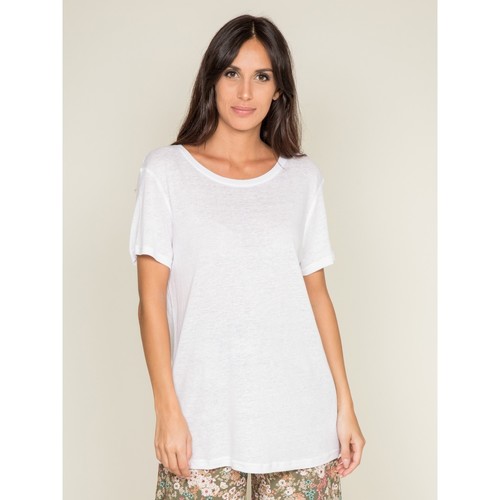 Dona X Lisa T-shirt col rond lin FREDILLE Blanc - Vêtements T-shirts &  Polos 26,90 €