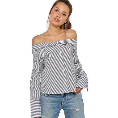 Vêtements Femme Tops / Blouses Only Off Shoulders Bambi Top - Bright White Night Sky Bleu
