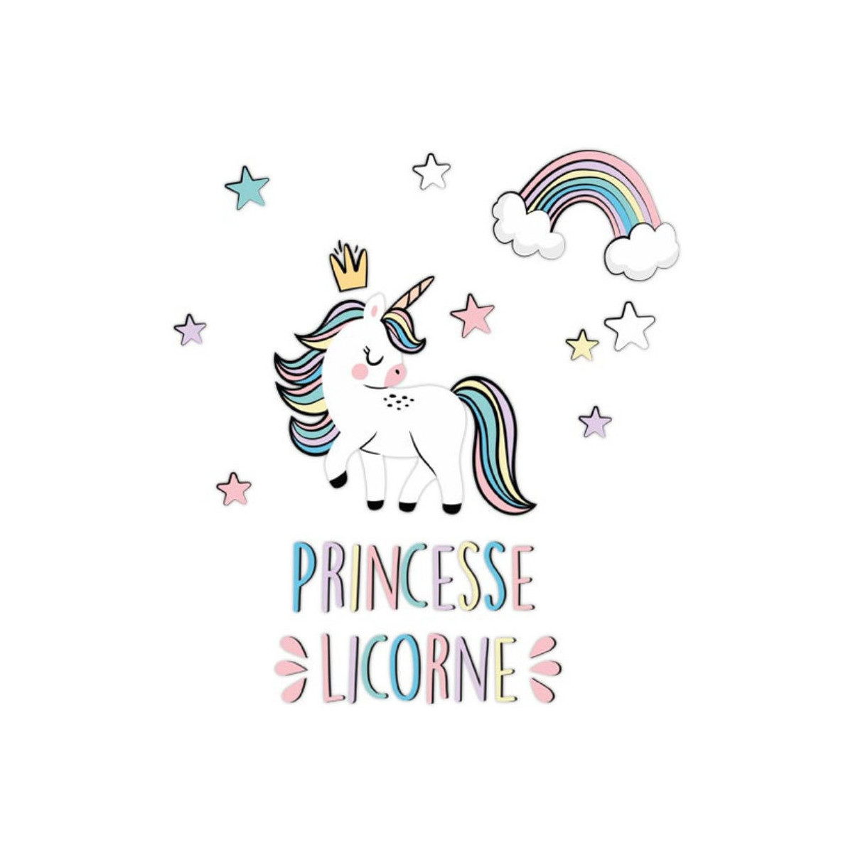 Maison & Déco Enfant Stickers Sud Trading Stickers muraux Princesse Licorne Multicolore