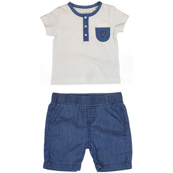 Vêtements Enfant Ensembles enfant Guess Ensemble Garçon t shirt + bermuda blanc/bleu I91G16 Bleu