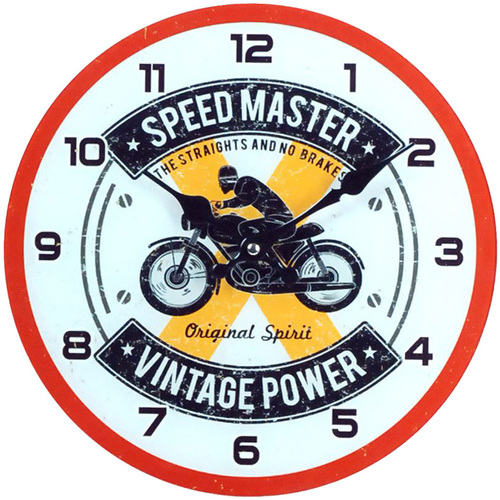 Nat et Nin Horloges Signes Grimalt Pendule en verre Speed Master 30 cm Blanc
