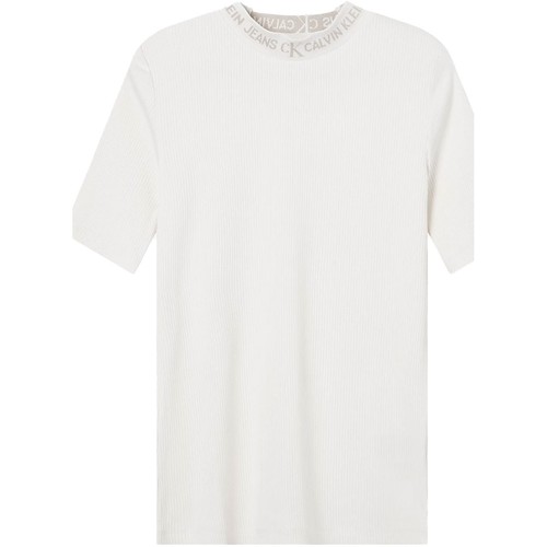 Vêtements Femme T-shirts & Polos Calvin coin Klein Jeans T-shirt femme  ref 52615 White Gris