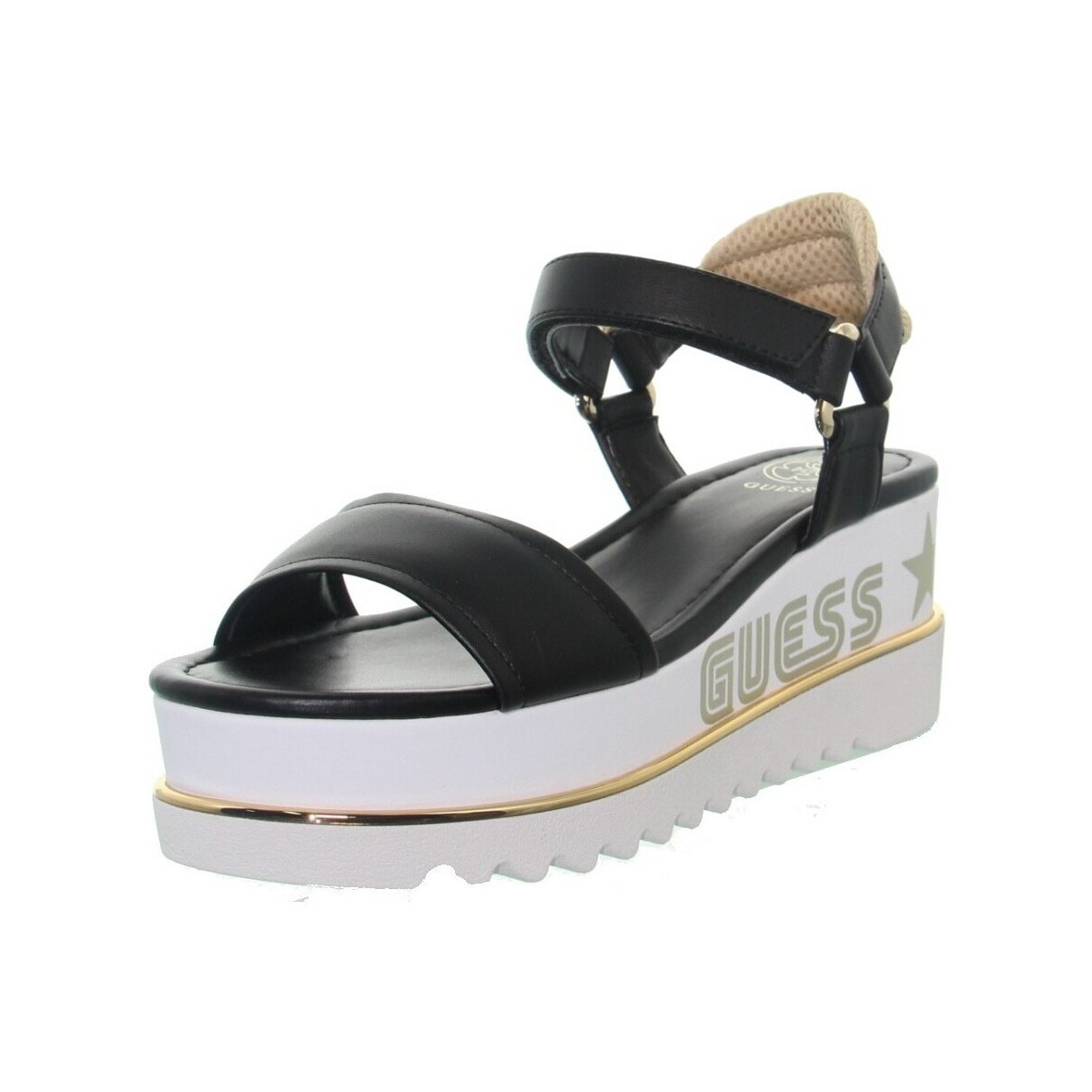Chaussures Femme Sandales et Nu-pieds Guess Sandales plateforme  ref_48239 Noir Blanc