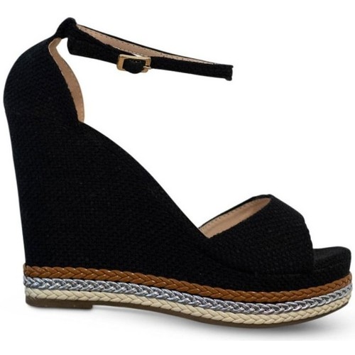 Chaussures Femme Sandales et Nu-pieds Kebello Sandales à talon compensées Noir F Noir