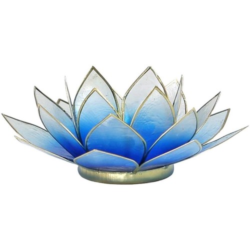 Nouveautés de cette semaine Bougeoirs / photophores Phoenix Import Porte Bougie Fleur de Lotus Bleu Dégradé et or Bleu