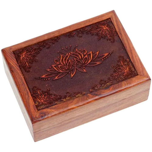 Maison & Déco Paniers / boites et corbeilles Phoenix Import Boite Lotus en bois sculpté 18 x 13 x 6 cm Marron