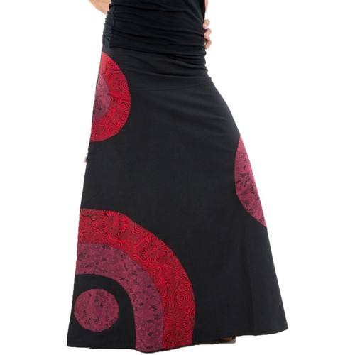 Vêtements Fantazia Jupe longue psychedelic nepali dream noir rouge hiver Noir - Vêtements Jupes Femme 34 