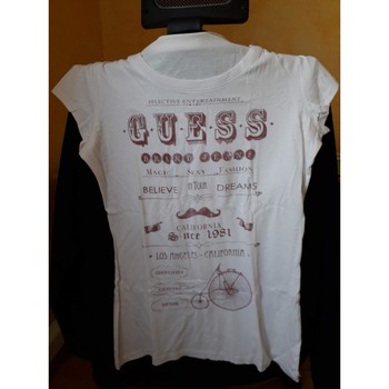 Vêtements Femme T-shirts manches courtes Guess TRES BEAU TEE SHIRT MARQUE GUESS TAILLE L Blanc