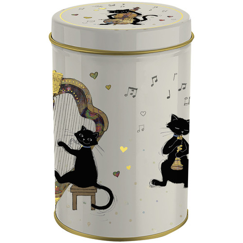 Elue par nous Paniers / boites et corbeilles Kiub Boite métal ronde Les chats musiciens AMYS BUG ART Beige
