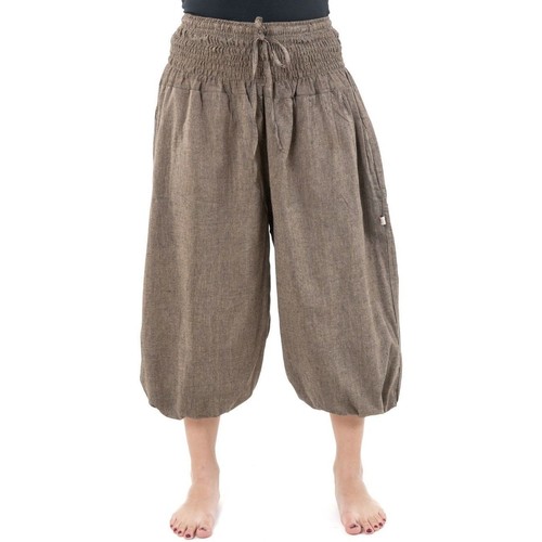 Vêtements Pantalons | Pantacourt sarouel smocks coton chanvre fonce Hindou - SA91253