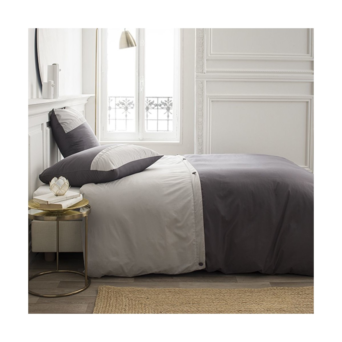 Maison & Déco Parures de lit Lefebvre-Textile Parure de lit Coton percale premium 260 x 240 cm Gris