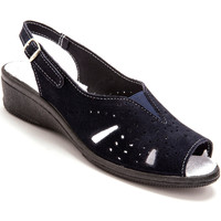 Chaussures Femme Sandales et Nu-pieds Charmance by Daxon - Sandales cuir velours grande largeur Bleu