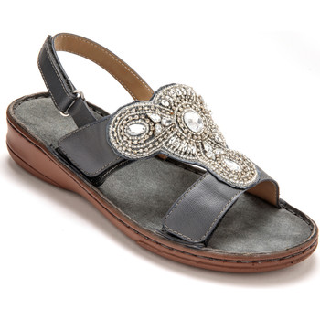 Chaussures Femme Sandales Pieds Sensibles Pediconfort Sandales cuir extra larges gris