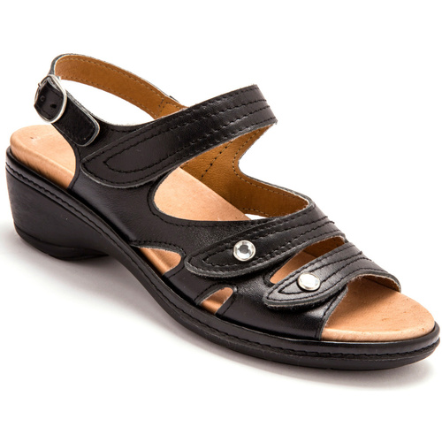 Femme Pediconfort Sandales ouverture totale à aérosemelle noir - Chaussures Sandale Femme 94 