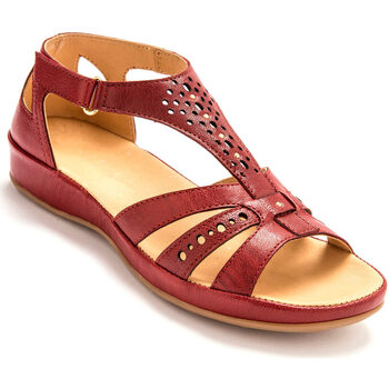 Chaussures Pediconfort Sandales cuir ajouré rouge - Chaussures Sandale Femme 93 
