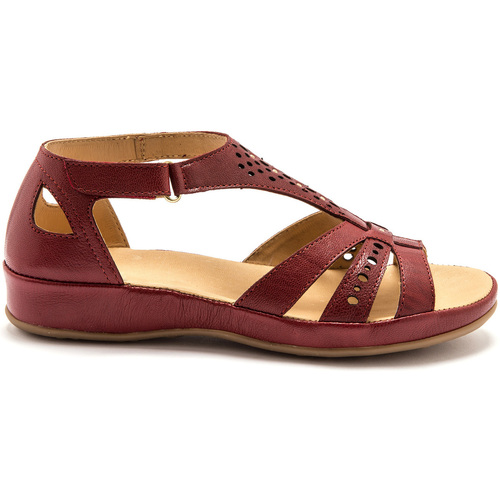 Chaussures Pediconfort Sandales cuir ajouré rouge - Chaussures Sandale Femme 93 