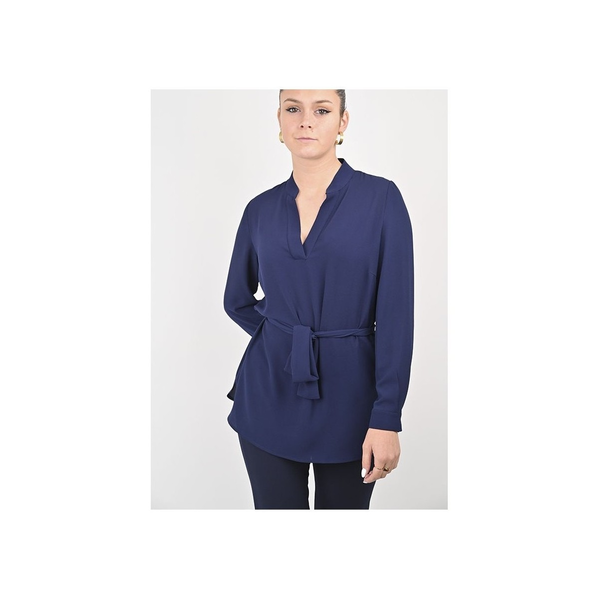 Vêtements Femme Chemises / Chemisiers Georgedé Tunique Jade en Crêpe Bleu Marine Bleu