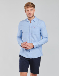Vêtements Homme Chemises manches longues Mango Tommy Jeans TJM LINEN BLEND SHIRT Bleu