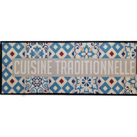 Toutes les catégories Tapis Cadoons Grand Tapis de cuisine Carreaux de ciment 45 x 130 cm - Dessous Bleu