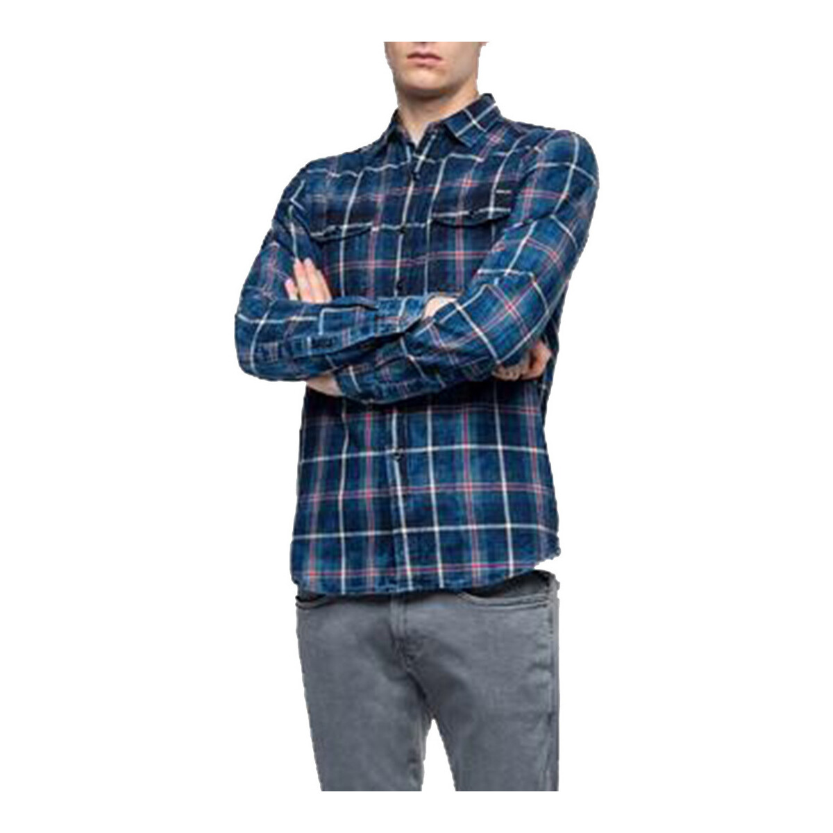 Vêtements Homme Chemises manches longues Replay M498752136 Bleu