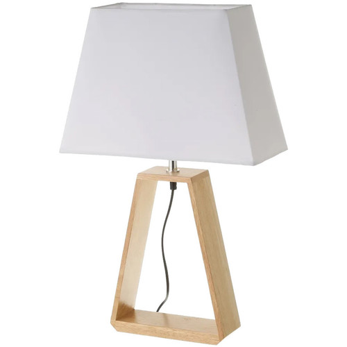 Unimasa Grande Lampe en chêne clair et abat-jour blanc Beige - Maison &  Déco Lampes à poser 74,73 €