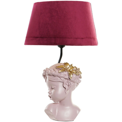 Lampe En Grès Ocre Brun Et Lampes à poser Item International Lampe rose fillette en résine 47.5 cm Rose