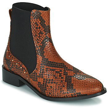 Chaussures Femme Zapatillas Boots JB Martin ANGE VEAU PYTHON MARRON