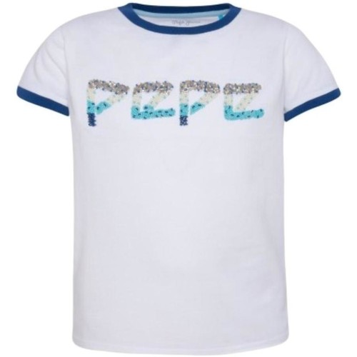Vêtements Fille T-shirts manches courtes Pepe Droite JEANS  Blanc