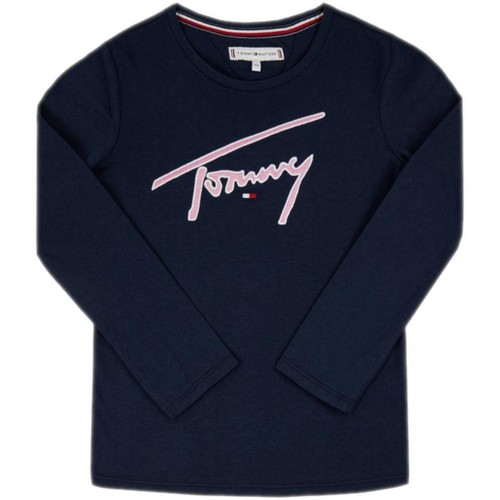 Vêtements Fille Tommy Hilfiger logo-print hooded jacket Tommy Hilfiger  Bleu