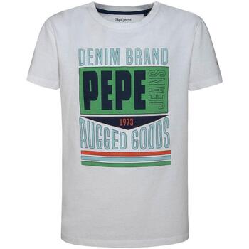 Vêtements Garçon T-shirts manches courtes Pepe print JEANS  Blanc