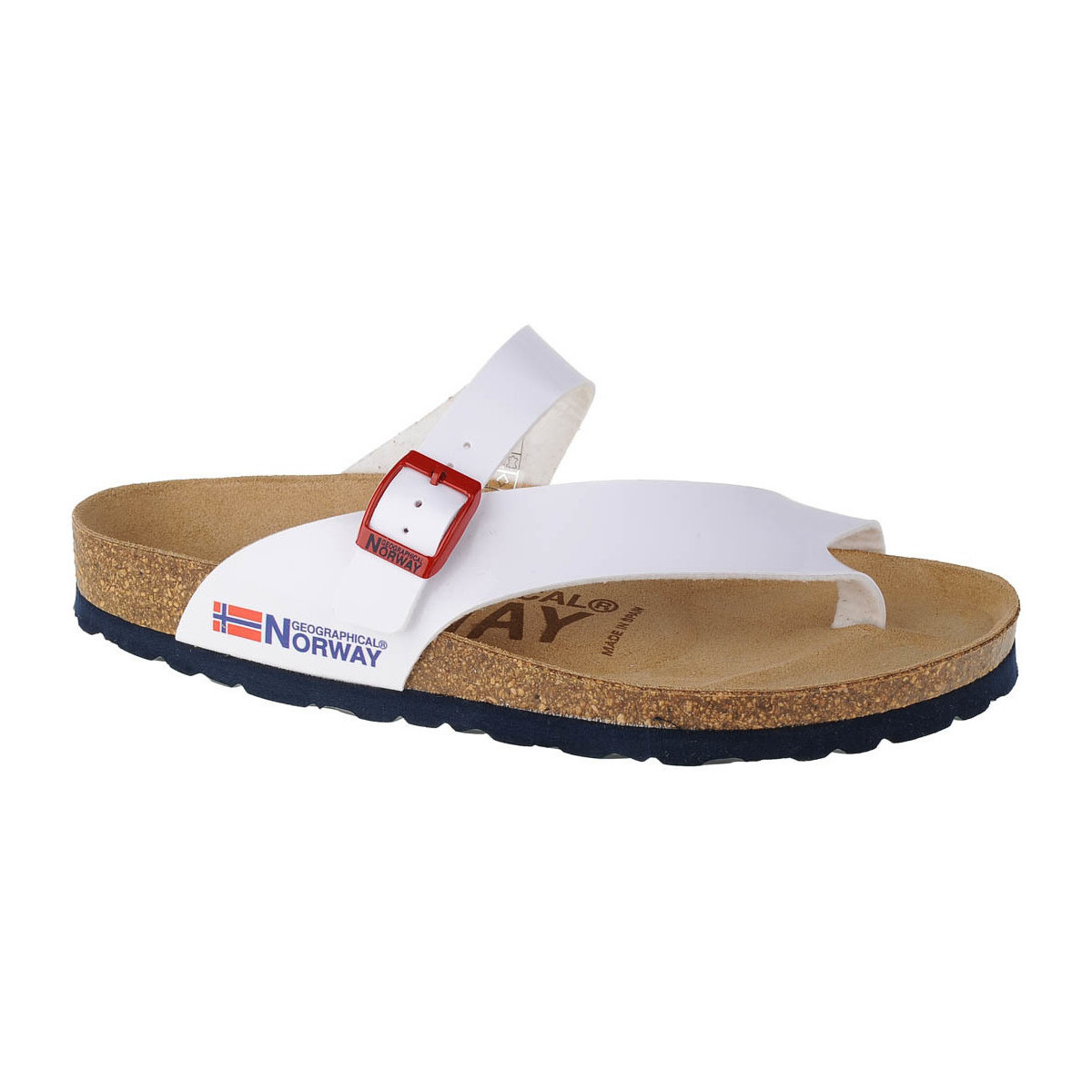 Chaussures Femme Tongs Geographical Norway Sandalias Infradito Donna Blanc