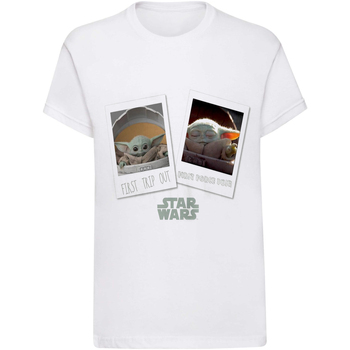 Vêtements Garçon T-shirts manches longues Star Wars: The Mandalorian  Blanc